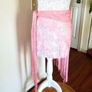 Fringe Boho Hippie Grannycore Silky Witchy Wrap  